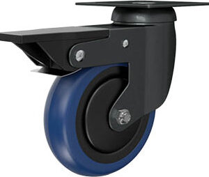 Ruota d. 75x25 Nylon poliuretano blu Girevole Freno