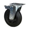 Ruota Gomma Nera - Disco Plastica ø 160 mm | Girevole a Piastra con Freno | 140 kg - immagine 2
