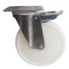 Ruota Nylon Bianco inox con parafili ø 200 mm | Girevole a Piastra con Freno | 400 kg - immagine 2
