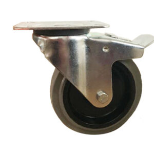 Ruota d. 200x50 Gomma Grigia Elastica Antimacchia -  Supporto Medio Girevole Freno