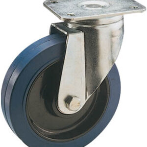 Ruota gomma  blu d. 80X36 - Supporto Rotante - Serie pesante - Portata 150 kg