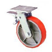 Ruota Ghisa Poliuretano d.250x60 - Supporto Rotante Elettrosaldato con Freno