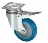 Ruota d. 60x25 Supporto Girevole con Freno Nylon poliuretano blu