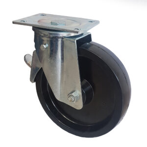 Ruota nera in resina fenolica -40° / + 280° C d.200x50 supporto girevole freno