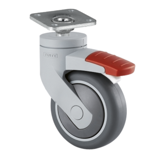 Ruota Girevole con Freno Ø 75 alta silenziosità piastra forata 32x32