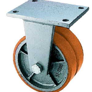 Ruota Gemellata in Ghisa Poliuretano d. 200x50 - Supporto Fisso